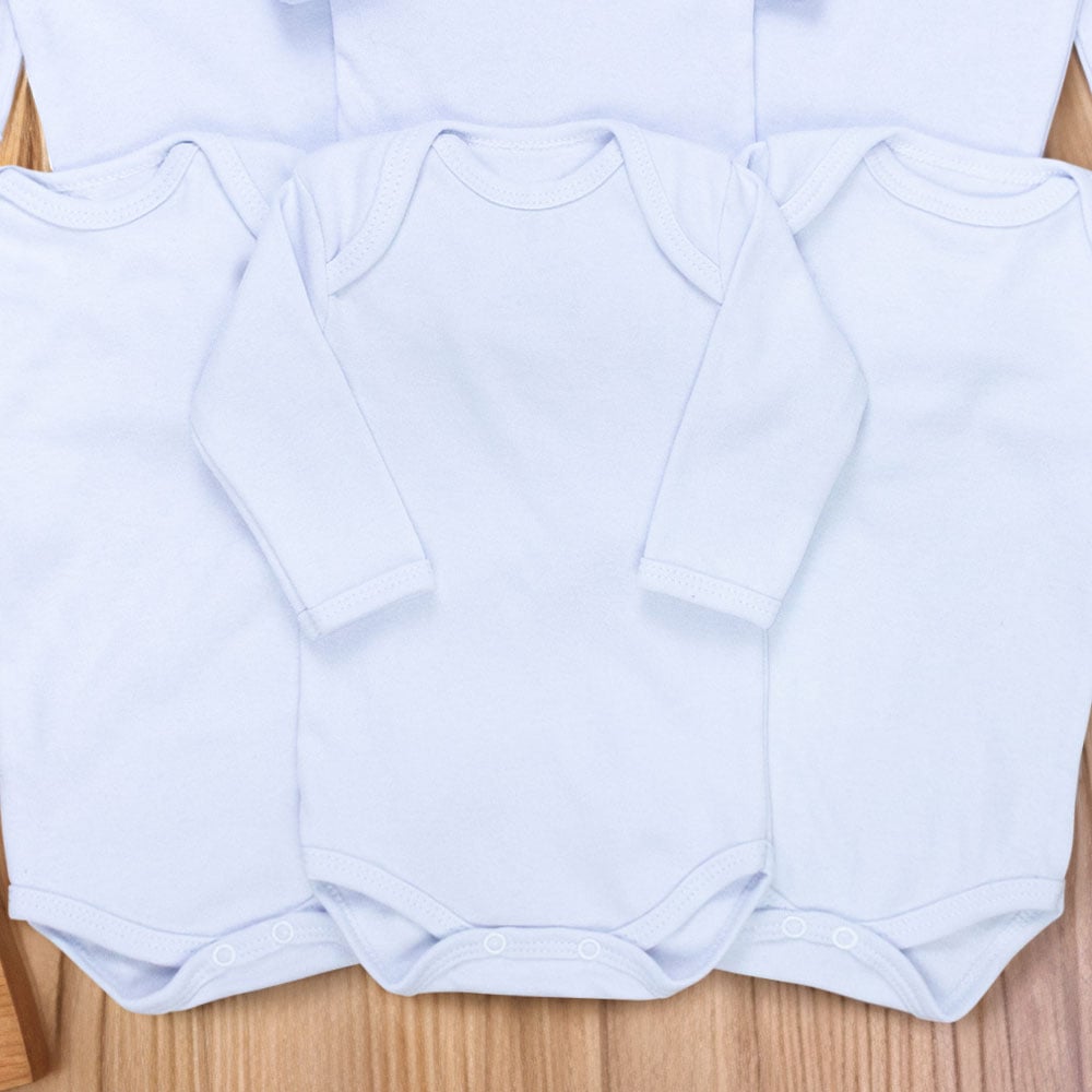 Kit Enxoval Body Manga Longa Básico - 6 Peças 100% Algodão