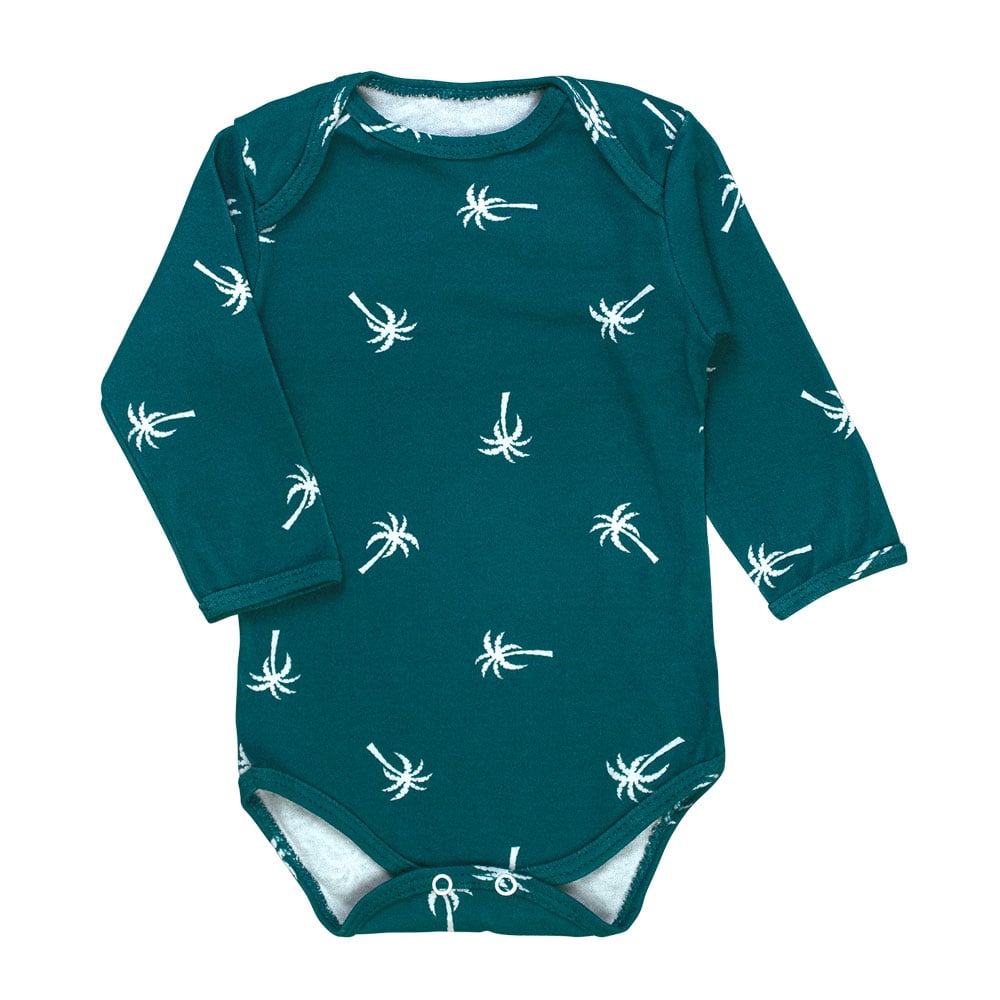 Body Bebê Estampado Coqueiros - Ideal Para O Enxoval Perfeito