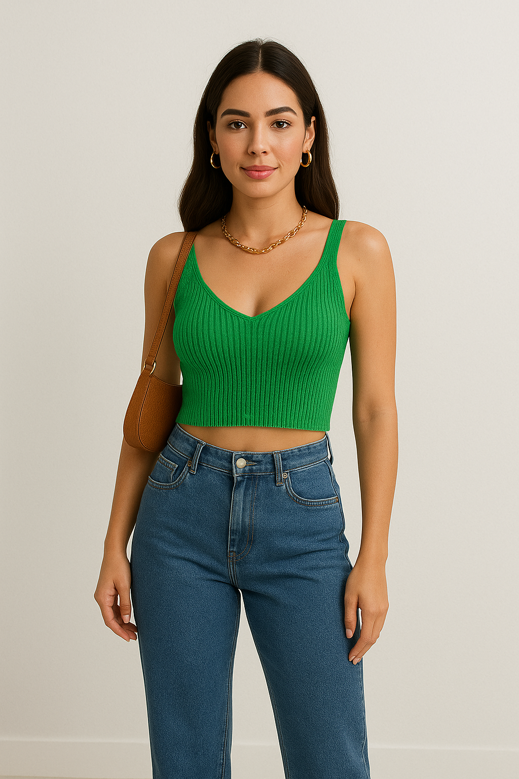 Cropped Tricot Modal Liso Em V