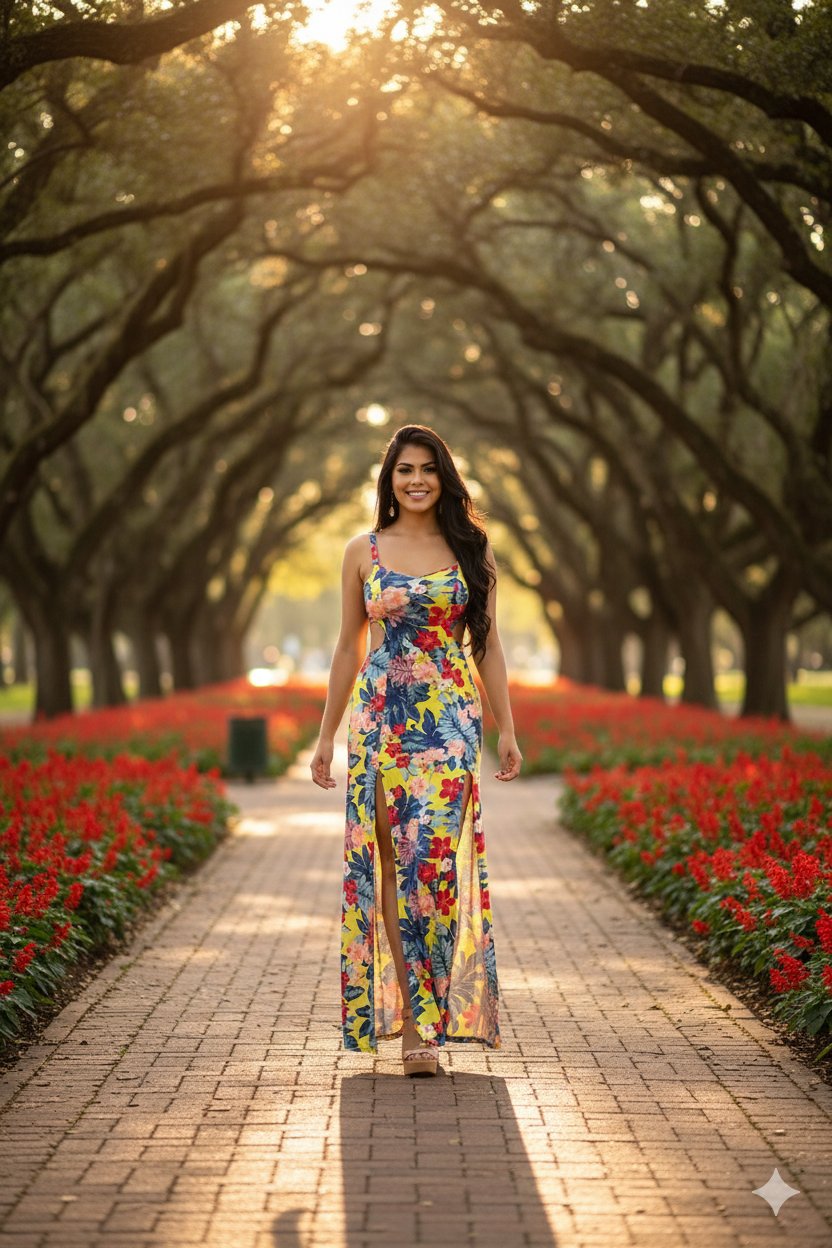 Vestido Longo Fresquinho Estampado Floral Alcinha Fendas