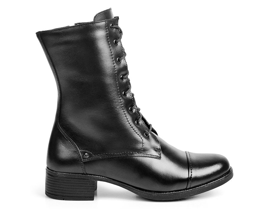 Bota Coturno Feminina Bárbara Barros Couro Legítimo Comfort Preta