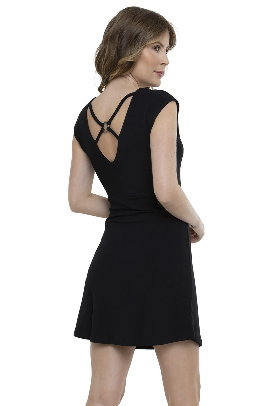 Vestido Curto Acinturado Sem Mangas